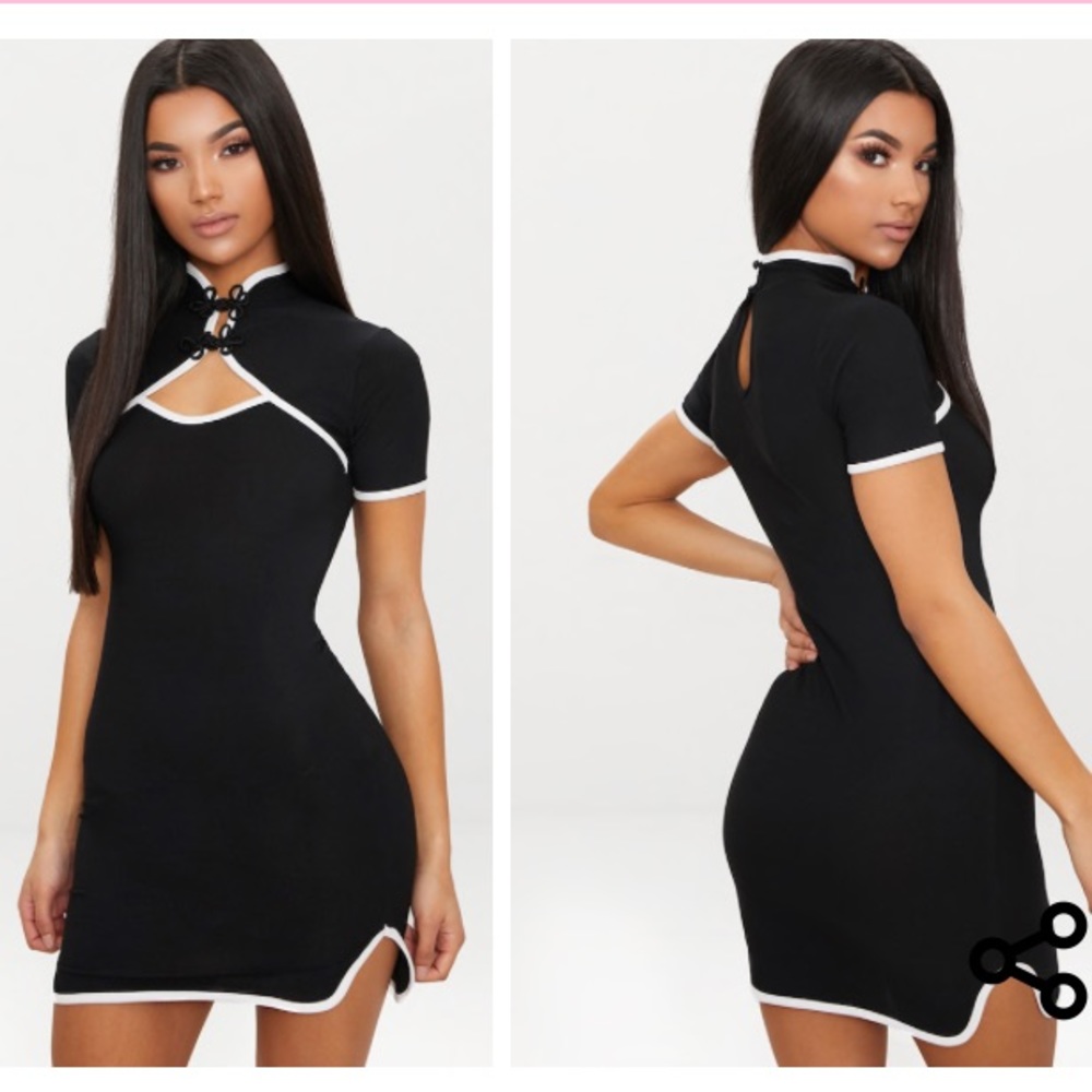 black mini dress chèuhngsāam inspired dress